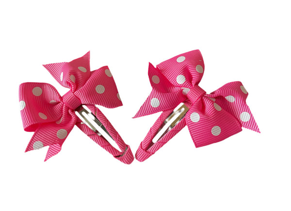 Bow Hair clips in Baby Pink Polkadot